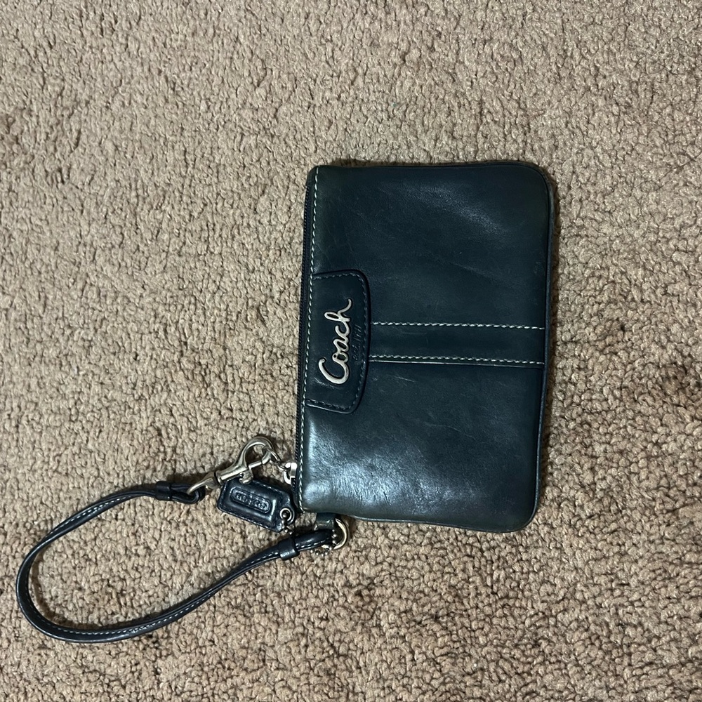 Coach Dark Leather Wristlet